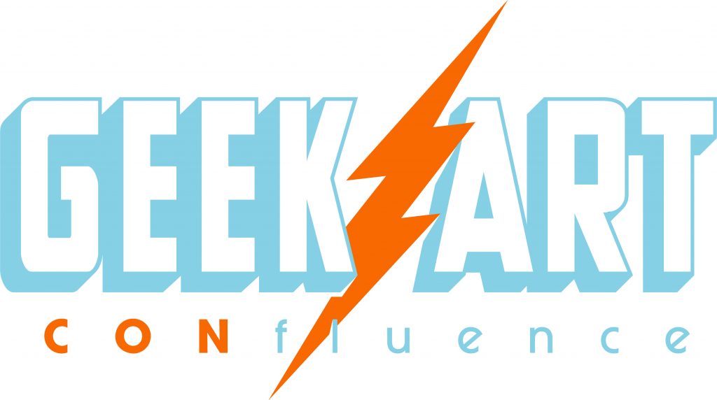 GAC Confluence Logo - Outlined with drop shadows, a turquoise G and a turquoise A are separated by a filled-in bright orange lightning bolt.